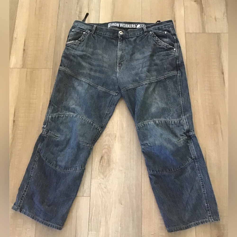 Iron Workers Jeans Mens 42x27 Blue Motorcyle Aramid Lined Workwear Knee Pads